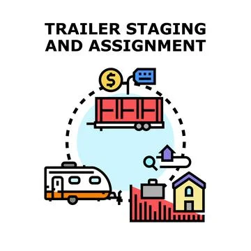 Trailer staging and assignment process concept illustration Stock Illustration