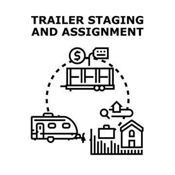 Trailer staging and assignment process concept illustration Stock Illustration