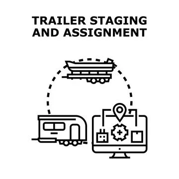 Trailer staging and assignment process illustration Stock Illustration