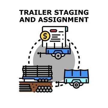 Trailer staging and assignment process managing transportation logistics Stock Illustration