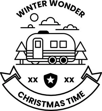 A trailer with a sun in the background Stock Illustration