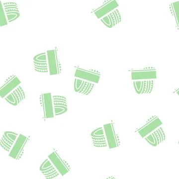 Trailer tires glyph seamless pattern Stock Illustration