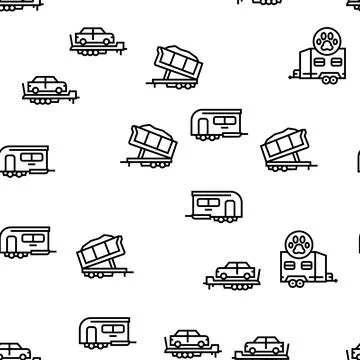 Trailer Transport Vector Seamless Pattern Illustrazione stock