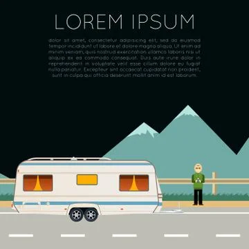 Trailer trip banner Stock Illustration