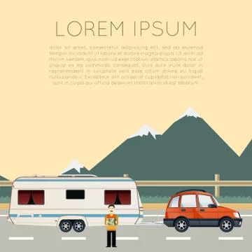 Trailer trip banner Stock Illustration