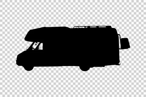 Trailer Van Side View Silhouette Isolated Graphic Stock Illustration