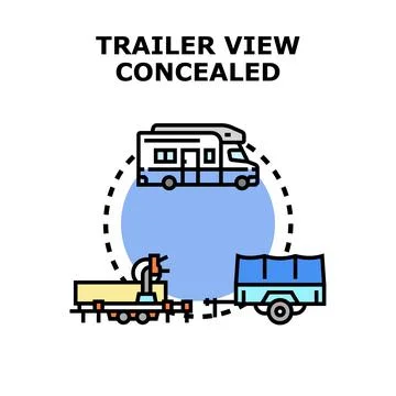 Trailer view concealed assistance system icon Stock Illustration