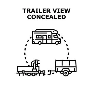 Trailer view concealed assistance system icon Stock Illustration