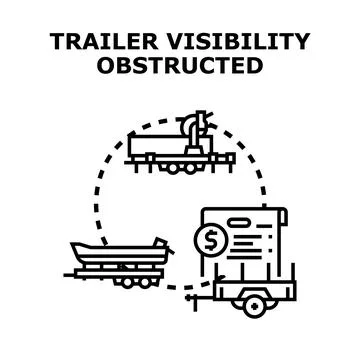 Trailer visibility obstructed concept for safe driving Stock Illustration