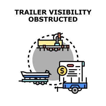 Trailer visibility obstructed concept for safe driving Stock Illustration