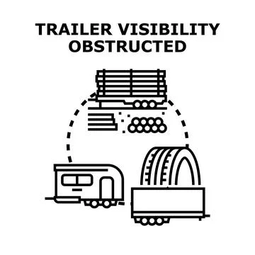 Trailer visibility obstructed for safe driving concept 库存插图