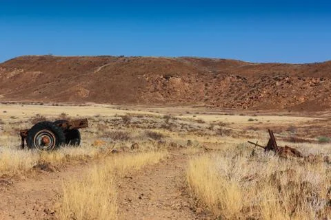 Trailer wreck desert Damaraland, Namibia, Africa. Stock Photos