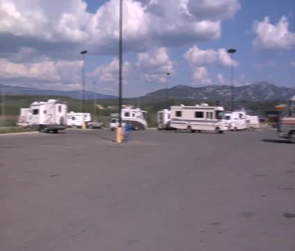 Trailers in Parking Lot Video stock 21946252