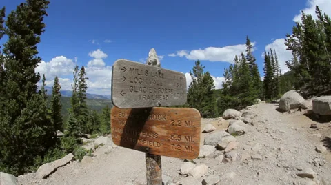 Trailhead Direction Sign Stock Footage 33579011