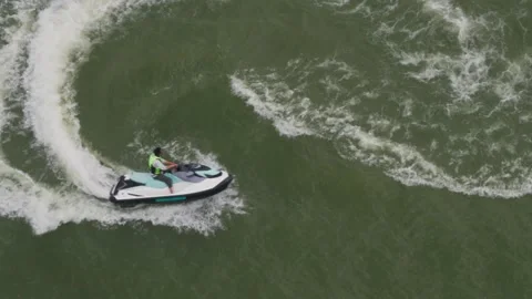 Trailing jet ski views Video stock 347484996