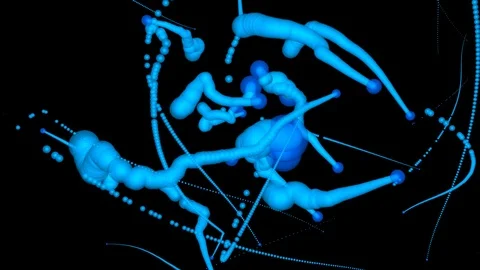 Trailing particle dots , spheres . 3d animation Stock-Footage 111979978