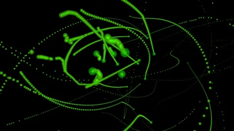Trailing particle dots , spheres . 3d animation Stock-Footage 111979979