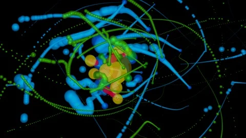 Trailing particle dots , spheres . 3d animation Stock-Footage 111980012