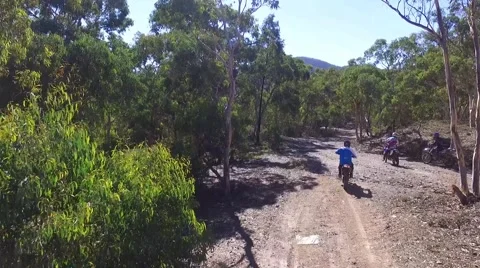 Trailing Shot of Motorbikers on trail Video stock 61690018