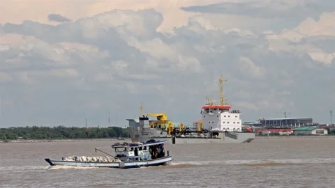 Trailing suction hopper dredger SANDON 7 Stock Footage 220172328