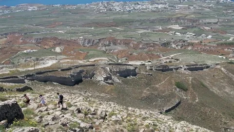 Trails of Tranquility: Santorini's Hiking Haven Stock Footage 253780180