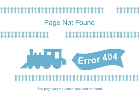 Train with 404 error notification Stock Illustration