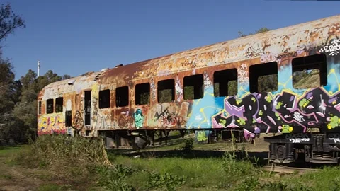 Train abandoned in marbella Stock Footage 160861626