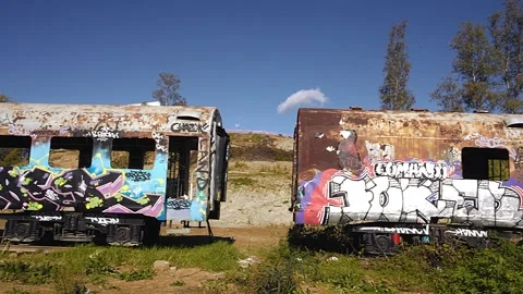 Train abandoned in marbella Stock Footage 160861809