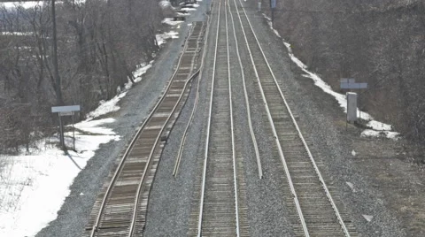 Train from above ungraded Stock Footage 48694773