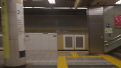 Train Accelerating Through Tokyo Station With Dynamic Speed Effect Stock Footage 346799469