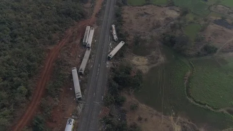 Train accident aerial view Stock Footage 106351707