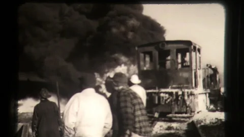 Train Accident Fire - Train Collided with a Fuel Truck on Railroad Train Tracks  Stock Footage 130296365