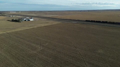 Train Across Fields Stock Footage 247808889