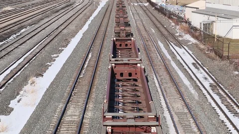 Train Aerial View of Tracks Moving Real Time near Buffalo New York USA Vídeos de archivo 126945451