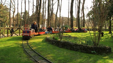 Train, Amusement Park, Children's Fun Stock Footage 35614501