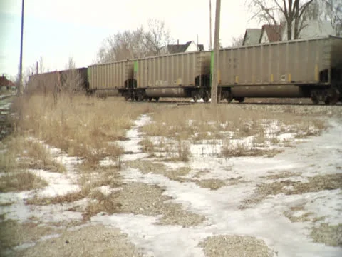 Train and Burned Out Building Video stock 22753495