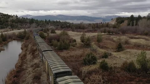 Train and field drone Stock Footage 152543498