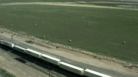 Train and Hay Field Stock Footage 251913510