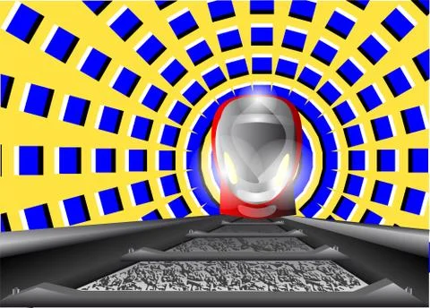 Train and the optical illusion Stock Illustration