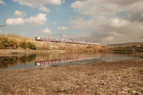 Train and reflection Foto stock