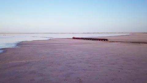 Train and salt lake Stock Footage 197350350