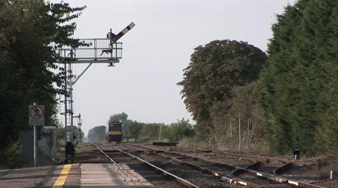 Train and Semaphore Signals Stock Footage 45601277