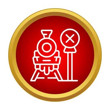 Train and stop sign icon illustrating a restriction or forbidden zone Stock Illustration