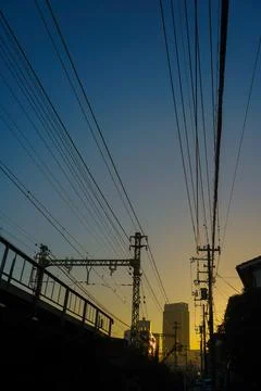 Train and sunset town Stock Photos