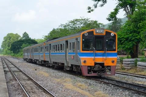 Train and tracks in country developing Foto stock