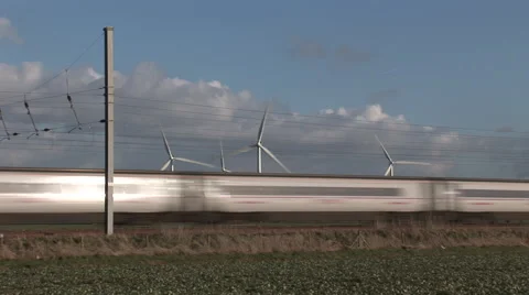 Train and Wind Farm Video stock 49704567