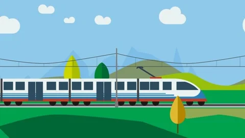 Train animation against the background o... | Stock Video | Pond5