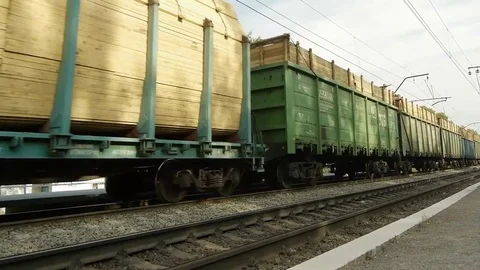 Train arrival to the station Stock Footage 81264423