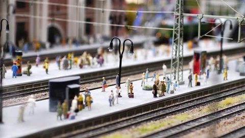 Train arrival at station in slow motion. 3840x2160 Stock Footage 83307376