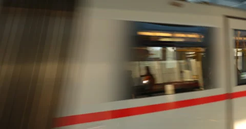 Train arrives to Krieau U-bahn station in Vienna, Austria Stock Footage 99180356